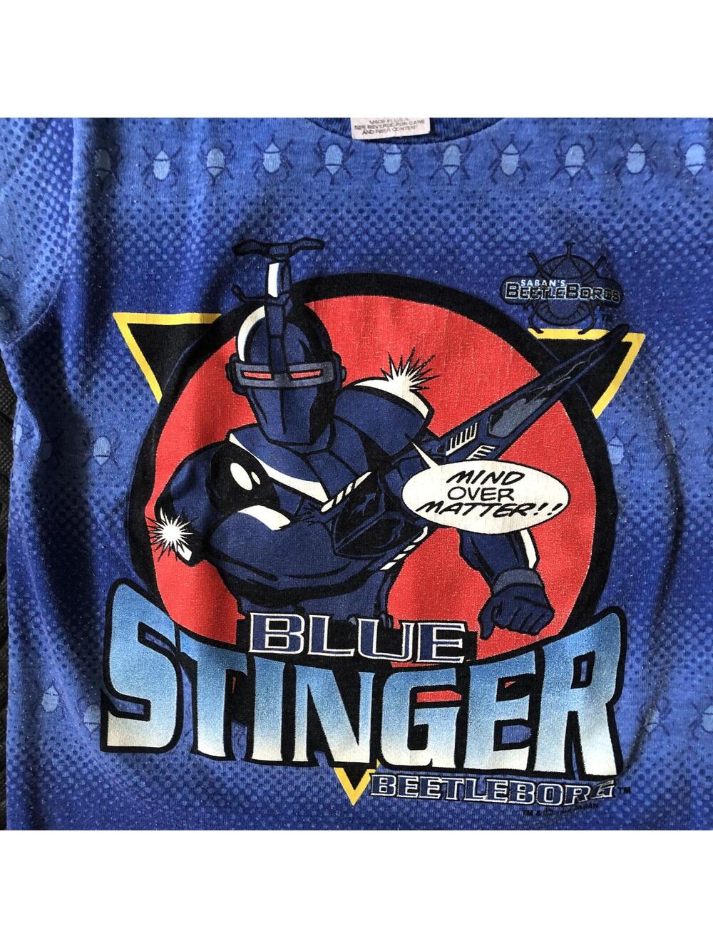 Vintage Saban's Beetleborgs Blue Stinger Graphic T-Shirt Kids Size 5/6 - Picture 2 of 4
